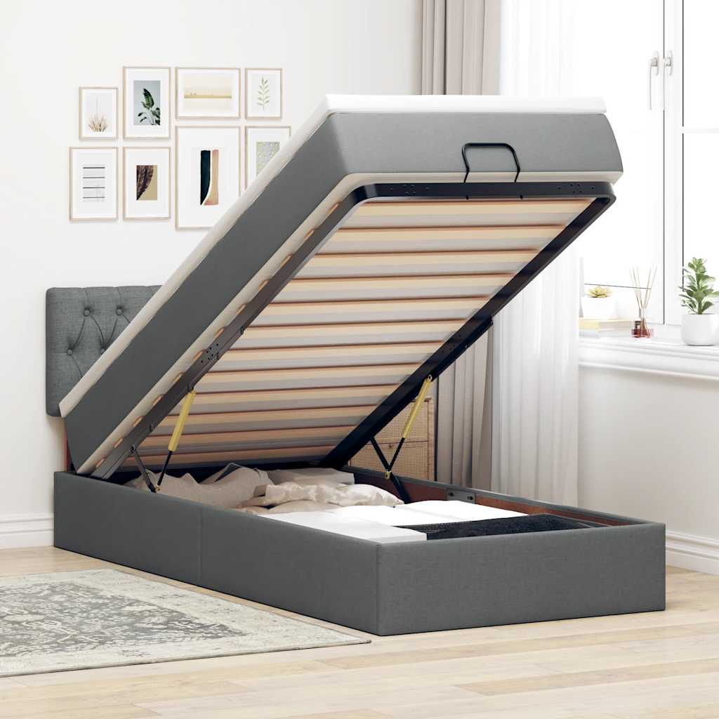 vidaXL Bed met matras 90x200 cm stof zwart