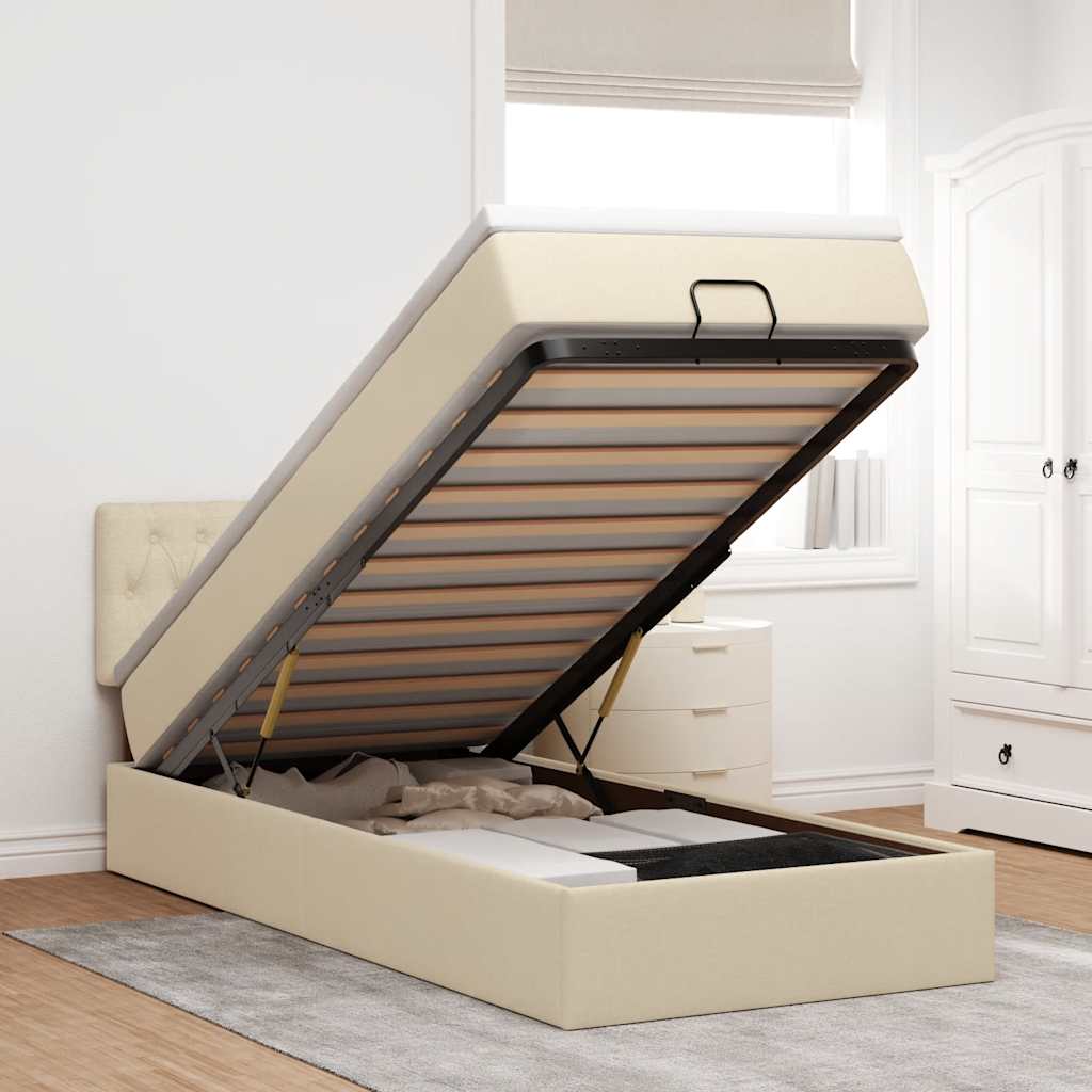 vidaXL Bed met matras 90x200 cm stof zwart