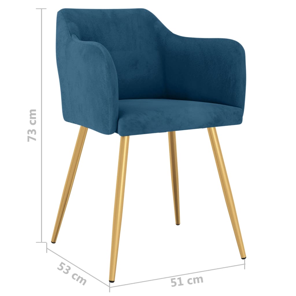 vidaXL Eetkamerstoelen 2 st fluweel blauw