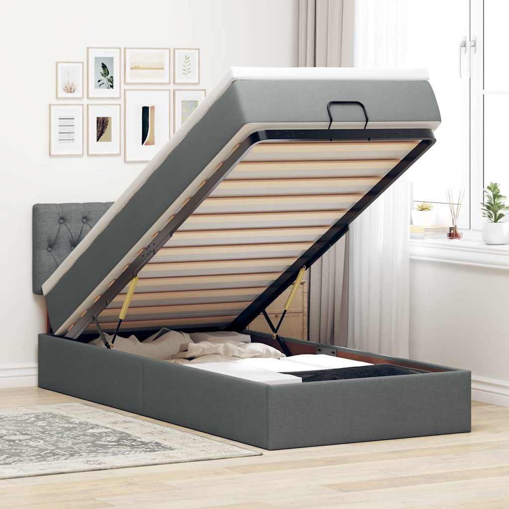 vidaXL Bed met matras 90x200 cm stof zwart
