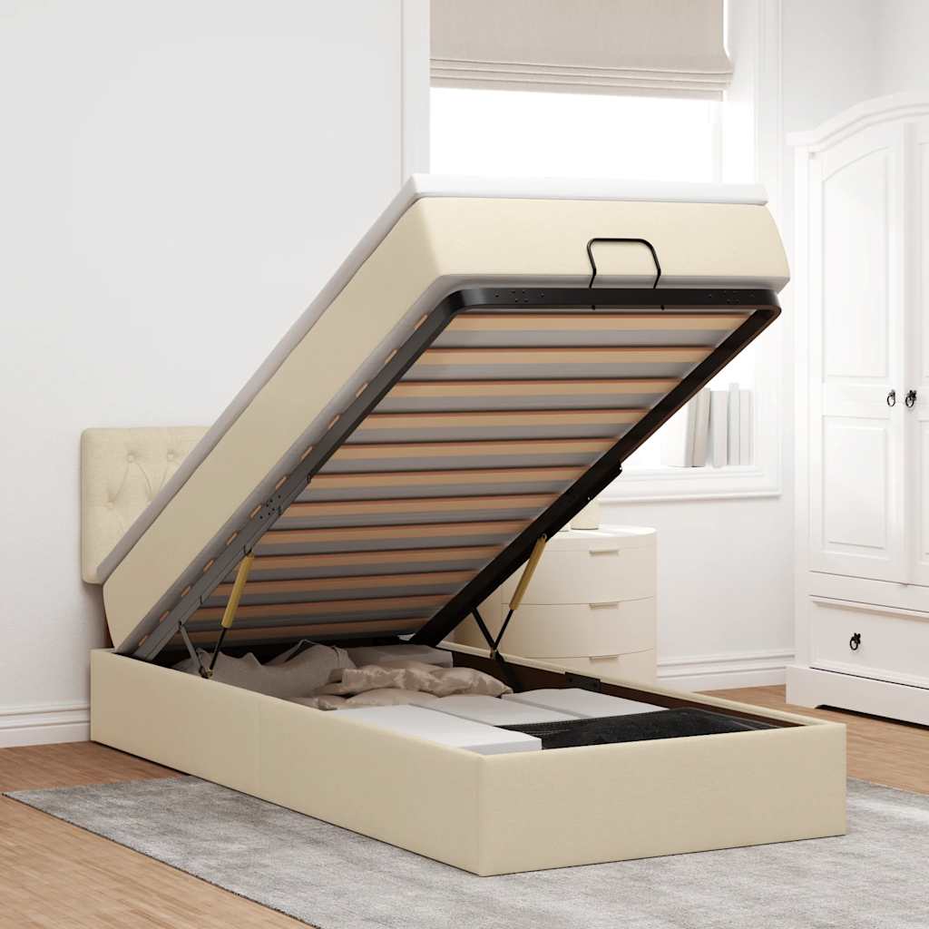 vidaXL Bed met matras 90x200 cm stof zwart