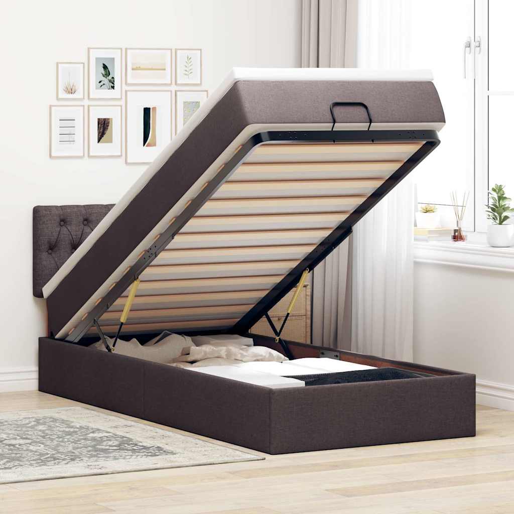 vidaXL Bed met matras 90x200 cm stof zwart