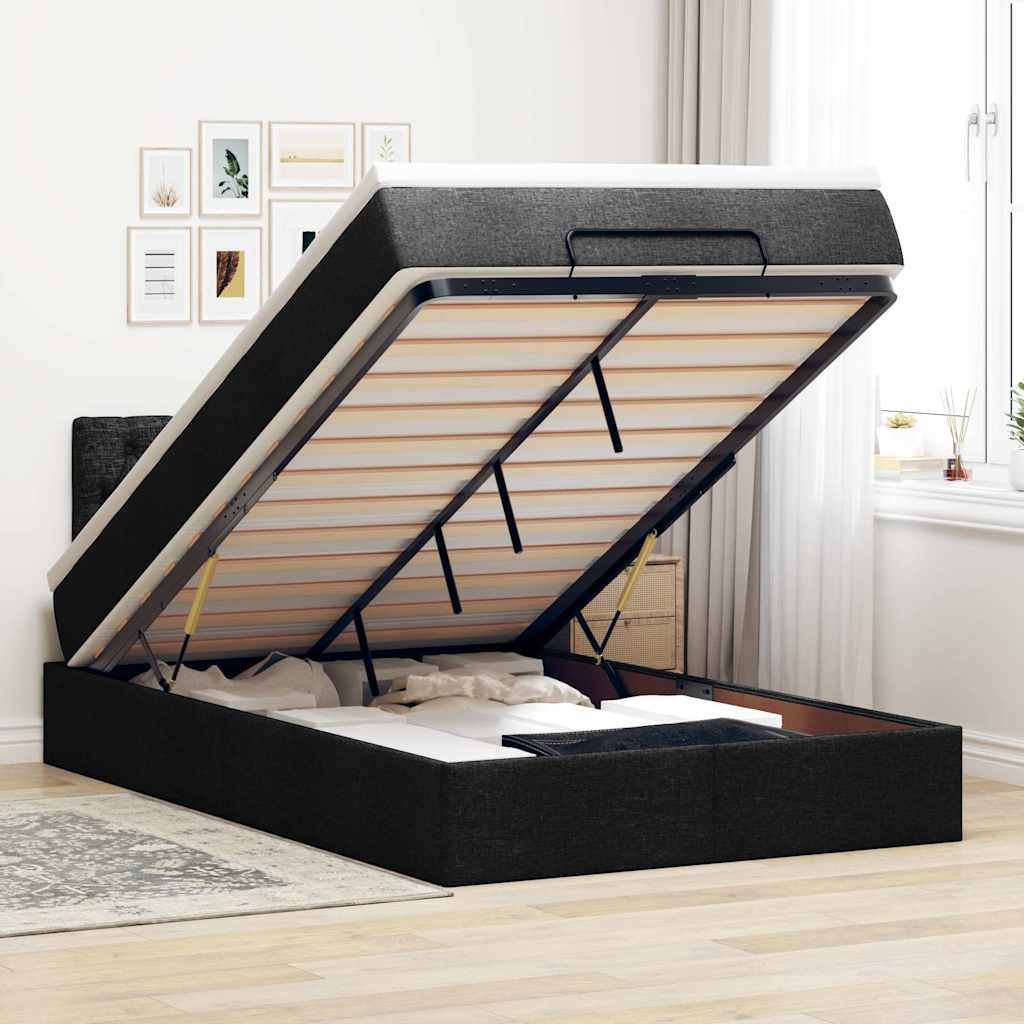 vidaXL Bed met matras 90x200 cm stof zwart