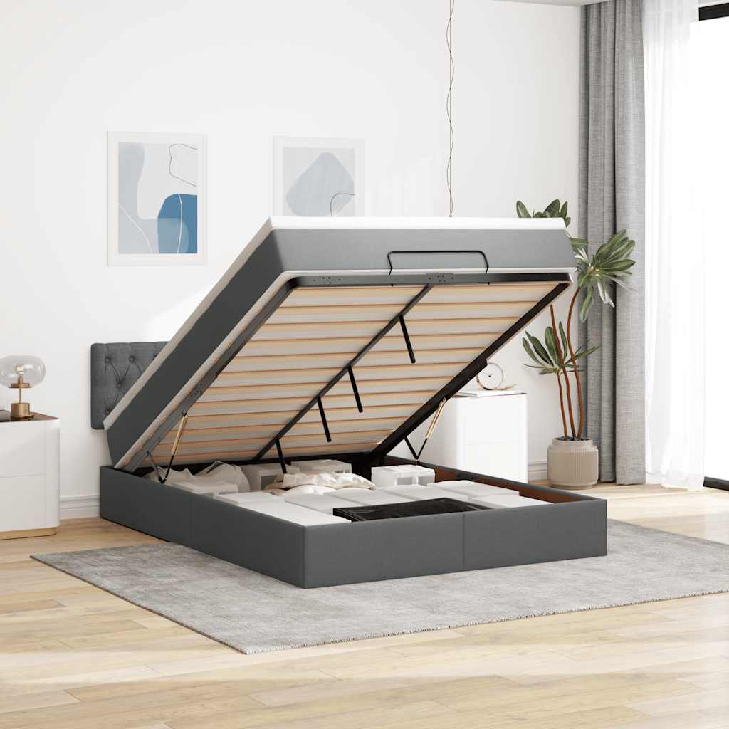 vidaXL Bed met matras 90x200 cm stof zwart