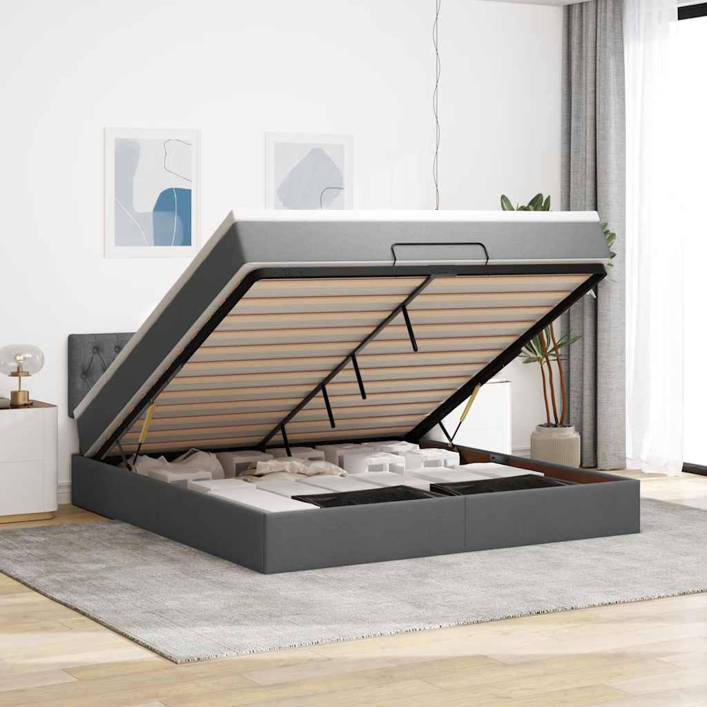 vidaXL Bed met matras 90x200 cm stof zwart