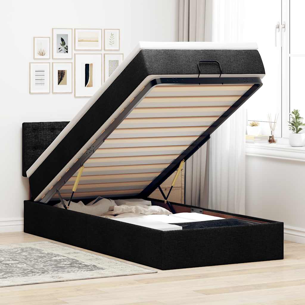 vidaXL Bed met matras 90x200 cm stof zwart