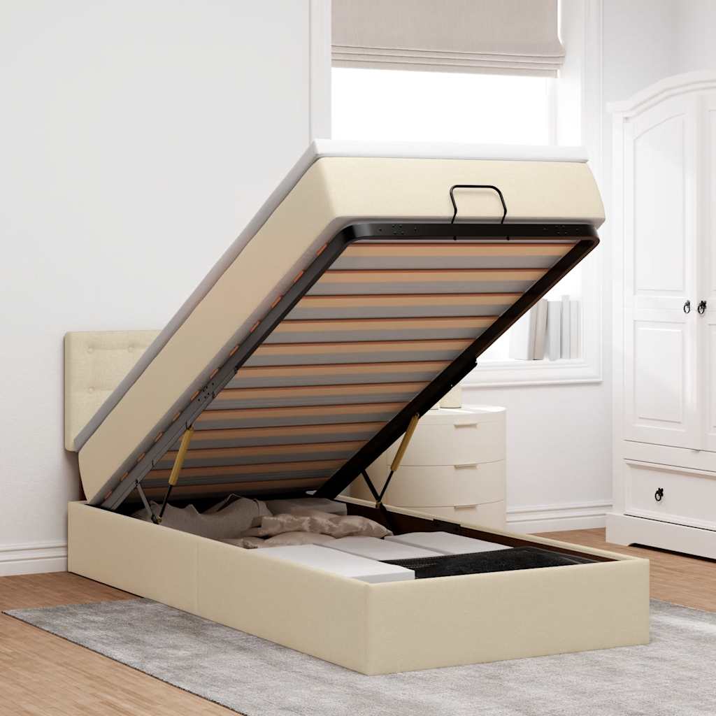 vidaXL Bed met matras 90x200 cm stof zwart