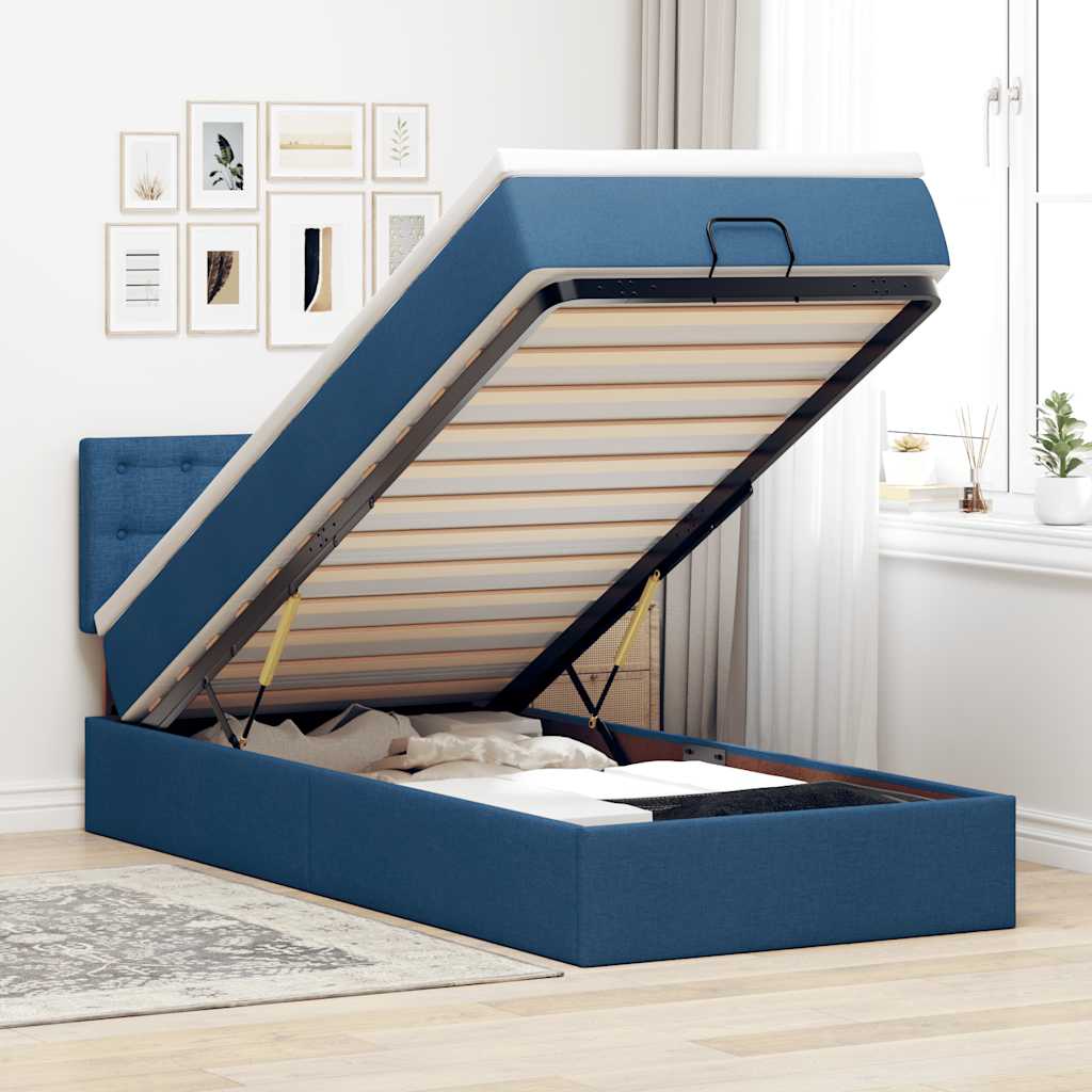 vidaXL Bed met matras 90x200 cm stof zwart