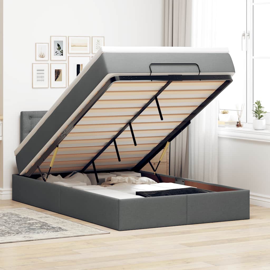 vidaXL Bed met matras 90x200 cm stof zwart