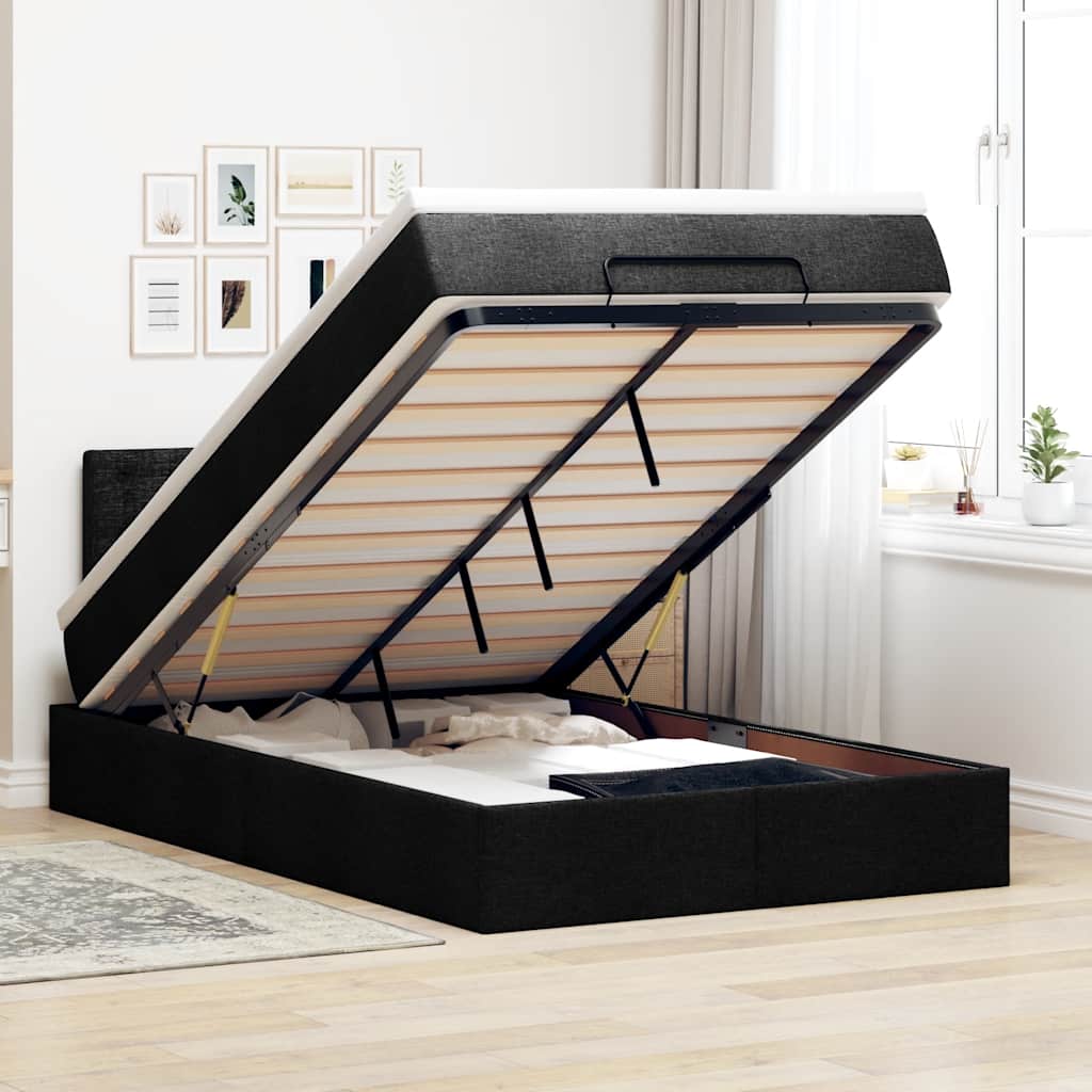 vidaXL Bed met matras 90x200 cm stof zwart