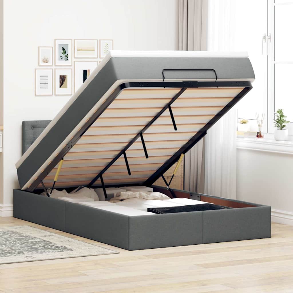 vidaXL Bed met matras 90x200 cm stof zwart