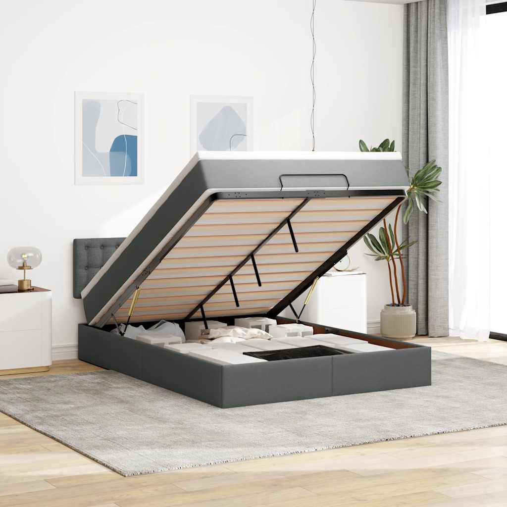 vidaXL Bed met matras 90x200 cm stof zwart