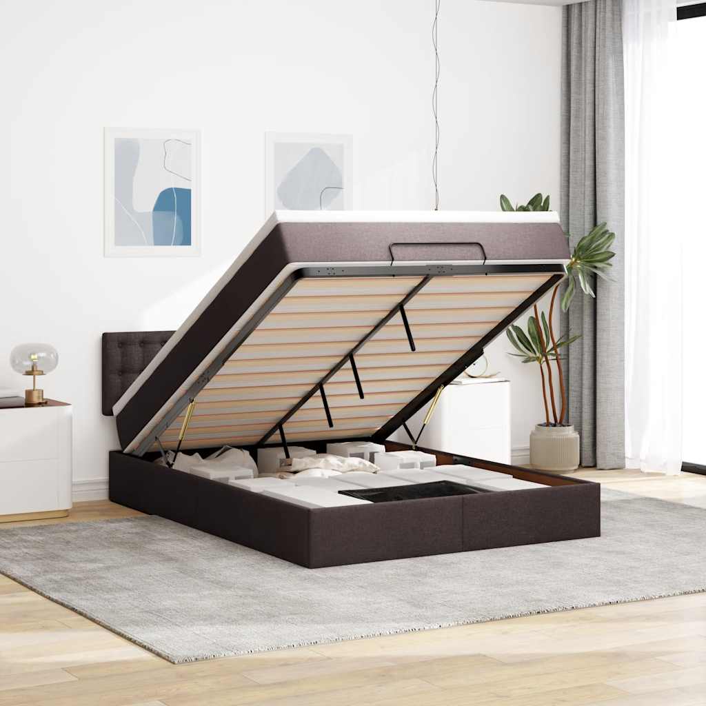 vidaXL Bed met matras 90x200 cm stof zwart