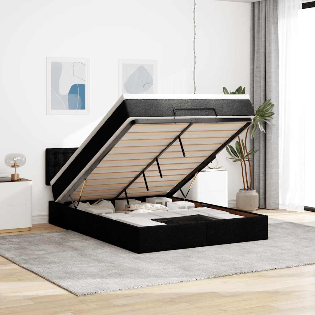 vidaXL Bed met matras 90x200 cm stof zwart