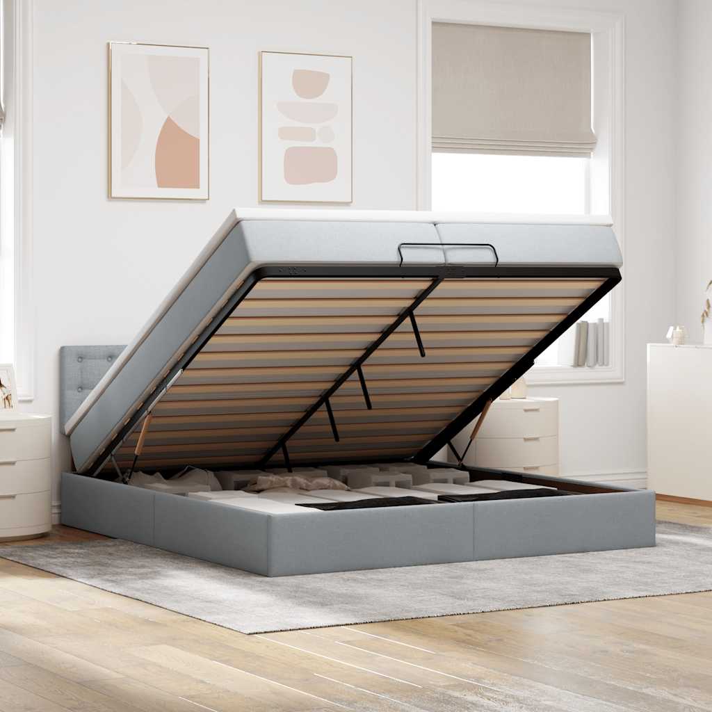 vidaXL Bed met matras 90x200 cm stof zwart