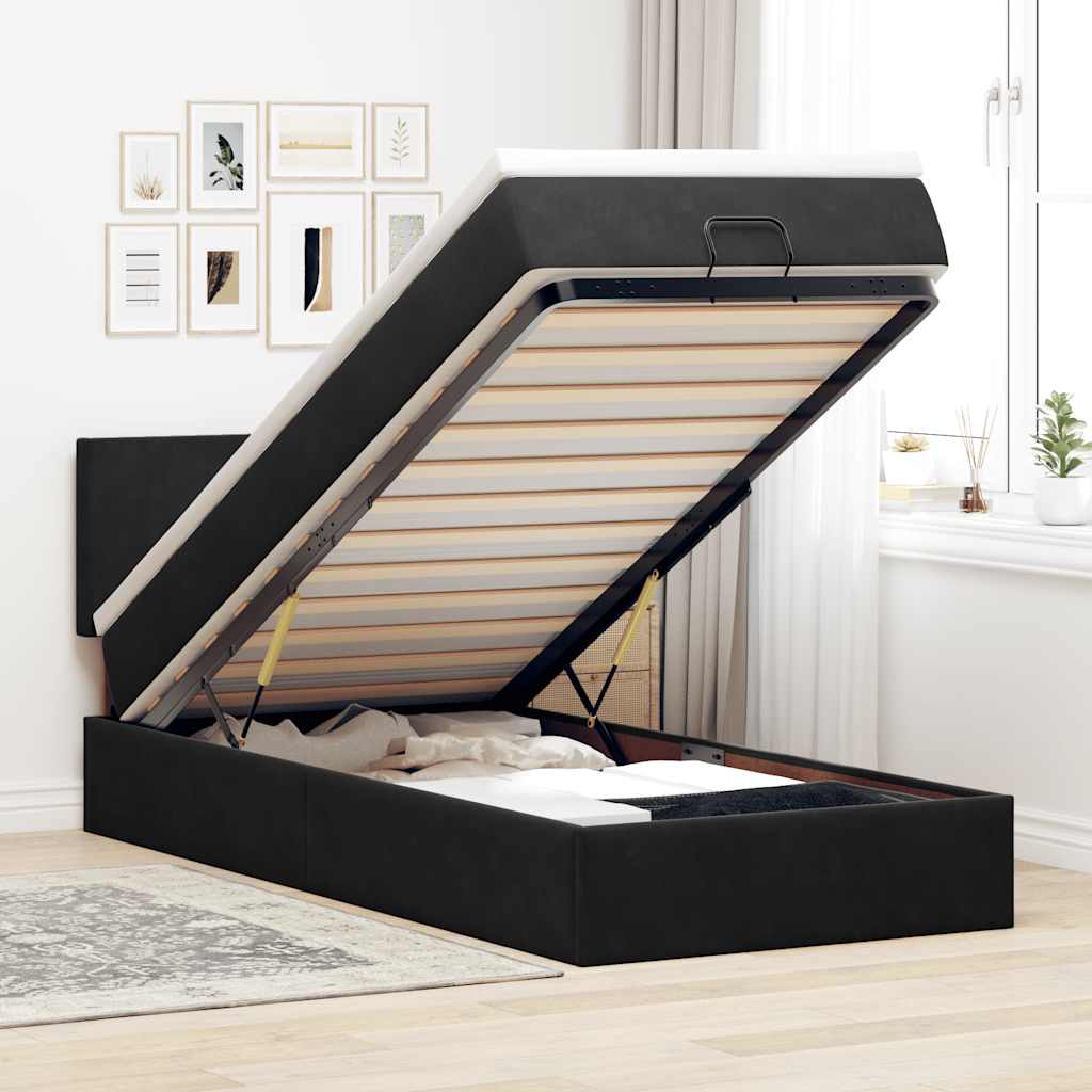 vidaXL Ottoman bed met matras 100x200 cm fluweel zwart