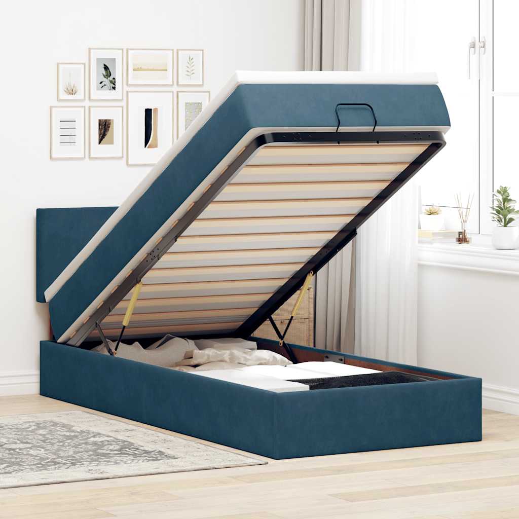 vidaXL Ottoman bed met matras 100x200 cm fluweel zwart