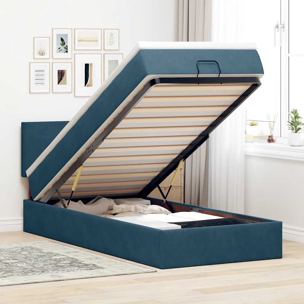 vidaXL Ottoman bed met matras 100x200 cm fluweel zwart