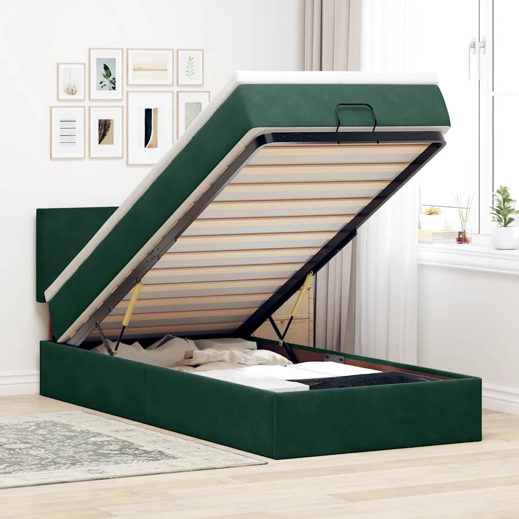 vidaXL Ottoman bed met matras 100x200 cm fluweel zwart
