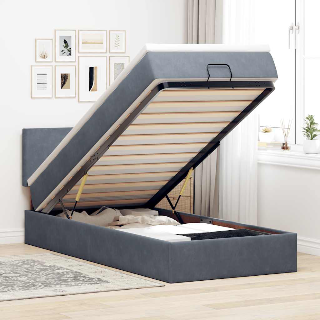 vidaXL Ottoman bed met matras 100x200 cm fluweel zwart