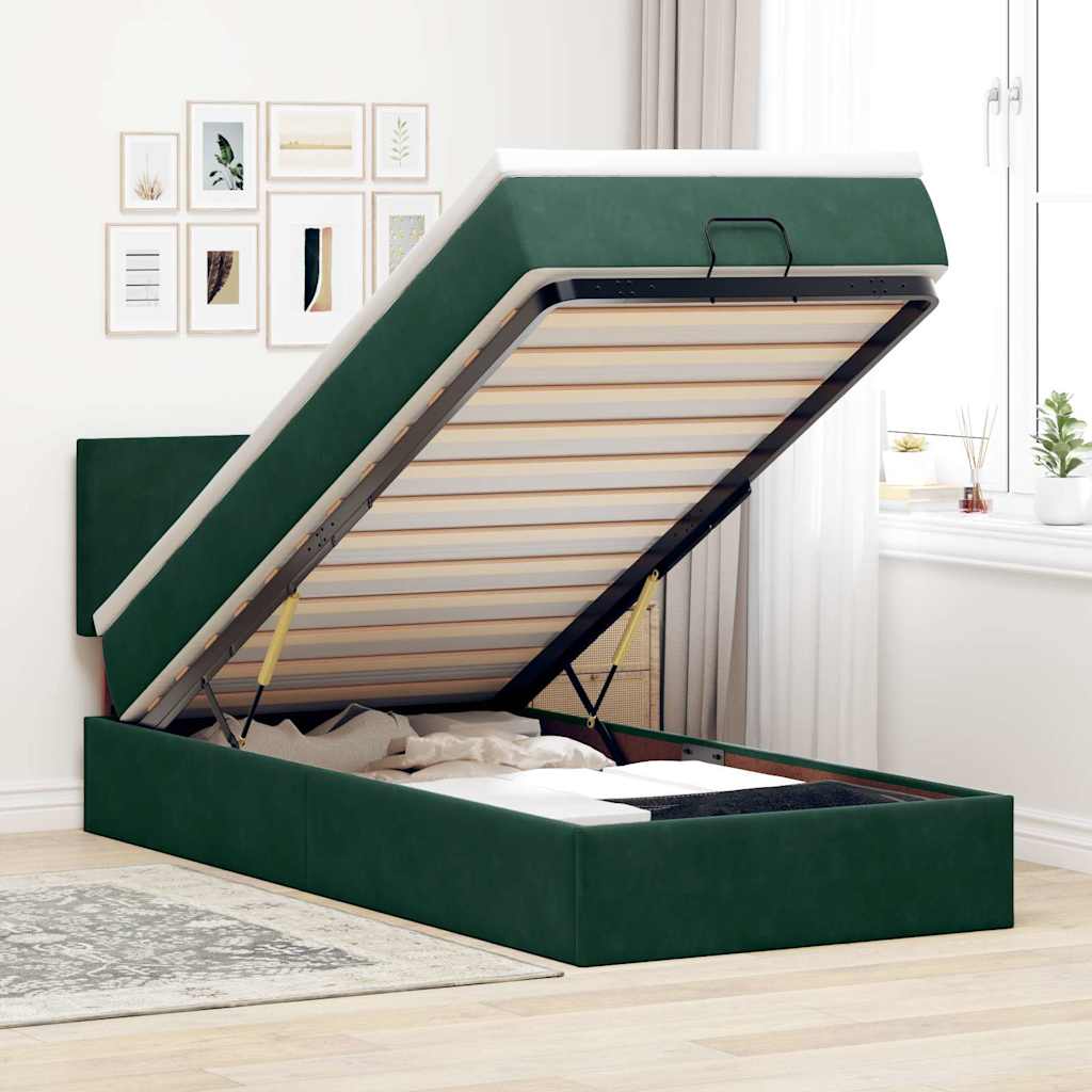vidaXL Ottoman bed met matras 100x200 cm fluweel zwart