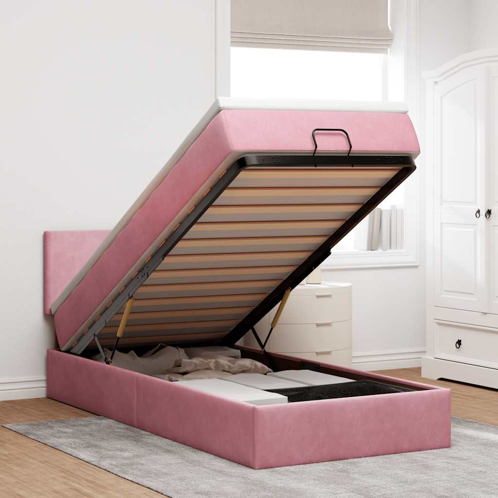 vidaXL Ottoman bed met matras 100x200 cm fluweel zwart