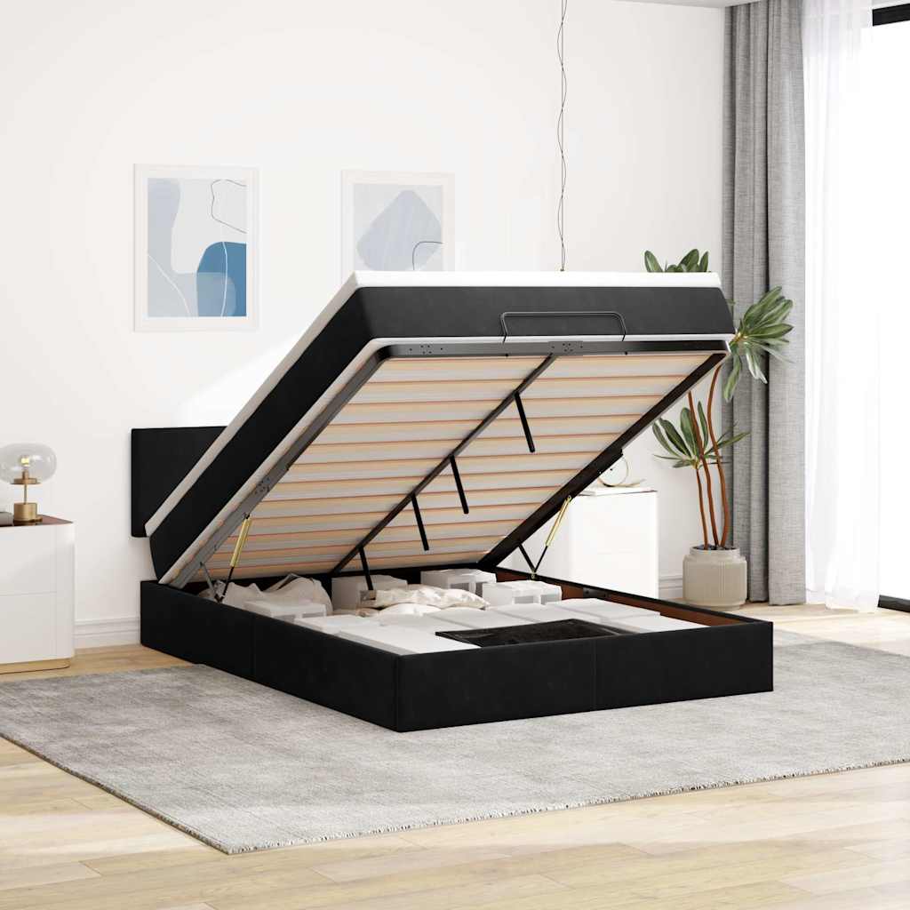 vidaXL Ottoman bed met matras 100x200 cm fluweel zwart