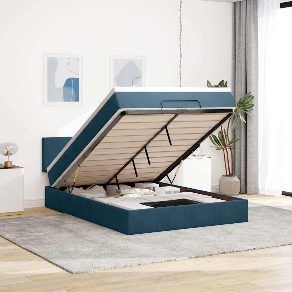 vidaXL Ottoman bed met matras 100x200 cm fluweel zwart