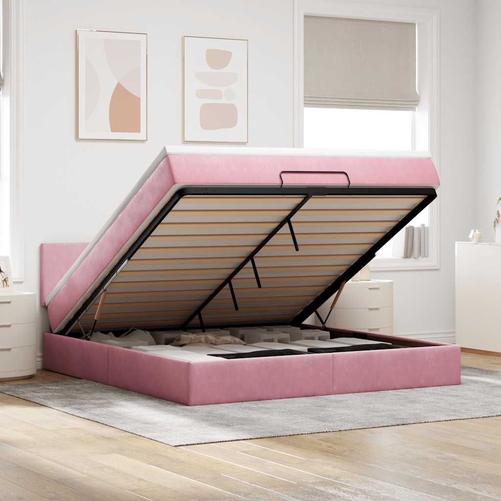 vidaXL Ottoman bed met matras 100x200 cm fluweel zwart