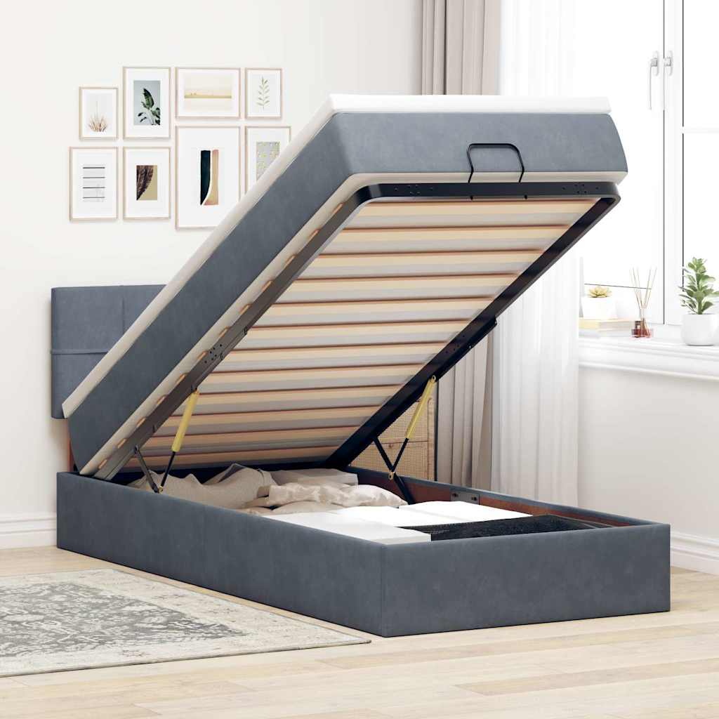 vidaXL Ottoman bed met matras 100x200 cm fluweel zwart