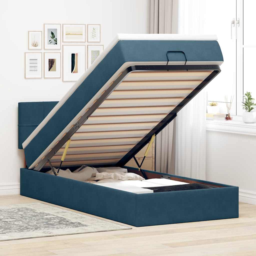 vidaXL Ottoman bed met matras 100x200 cm fluweel zwart