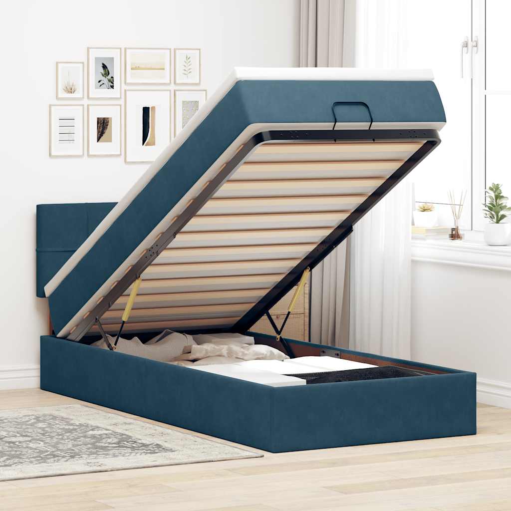 vidaXL Ottoman bed met matras 100x200 cm fluweel zwart