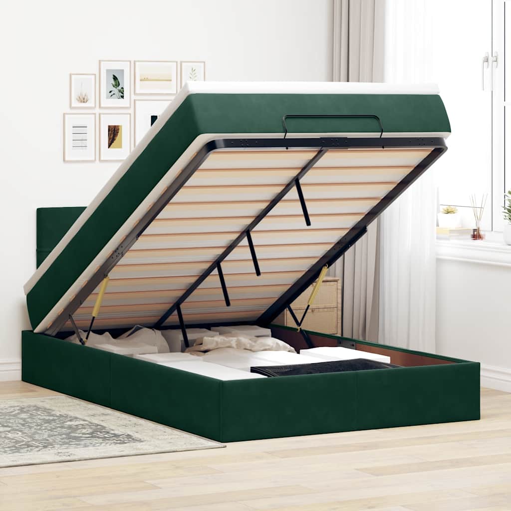 vidaXL Ottoman bed met matras 100x200 cm fluweel zwart