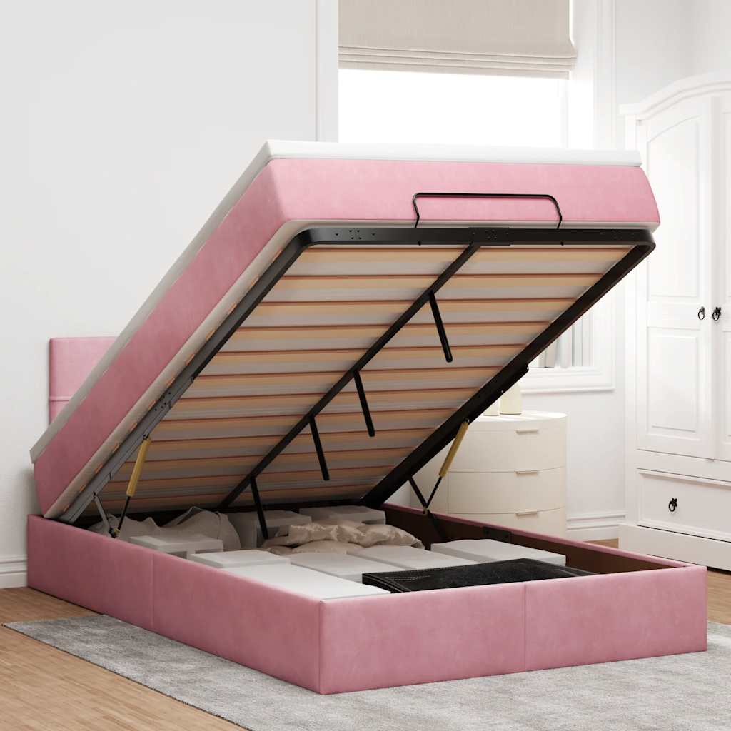 vidaXL Ottoman bed met matras 100x200 cm fluweel zwart