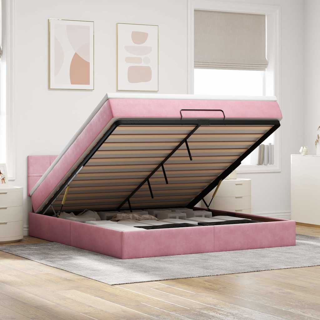 vidaXL Ottoman bed met matras 100x200 cm fluweel zwart