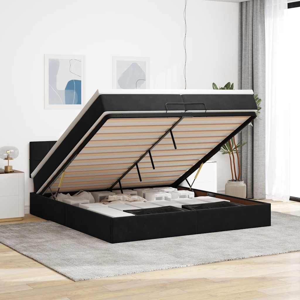 vidaXL Ottoman bed met matras 100x200 cm fluweel zwart