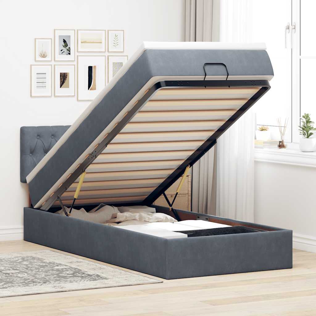 vidaXL Ottoman bed met matras 100x200 cm fluweel zwart