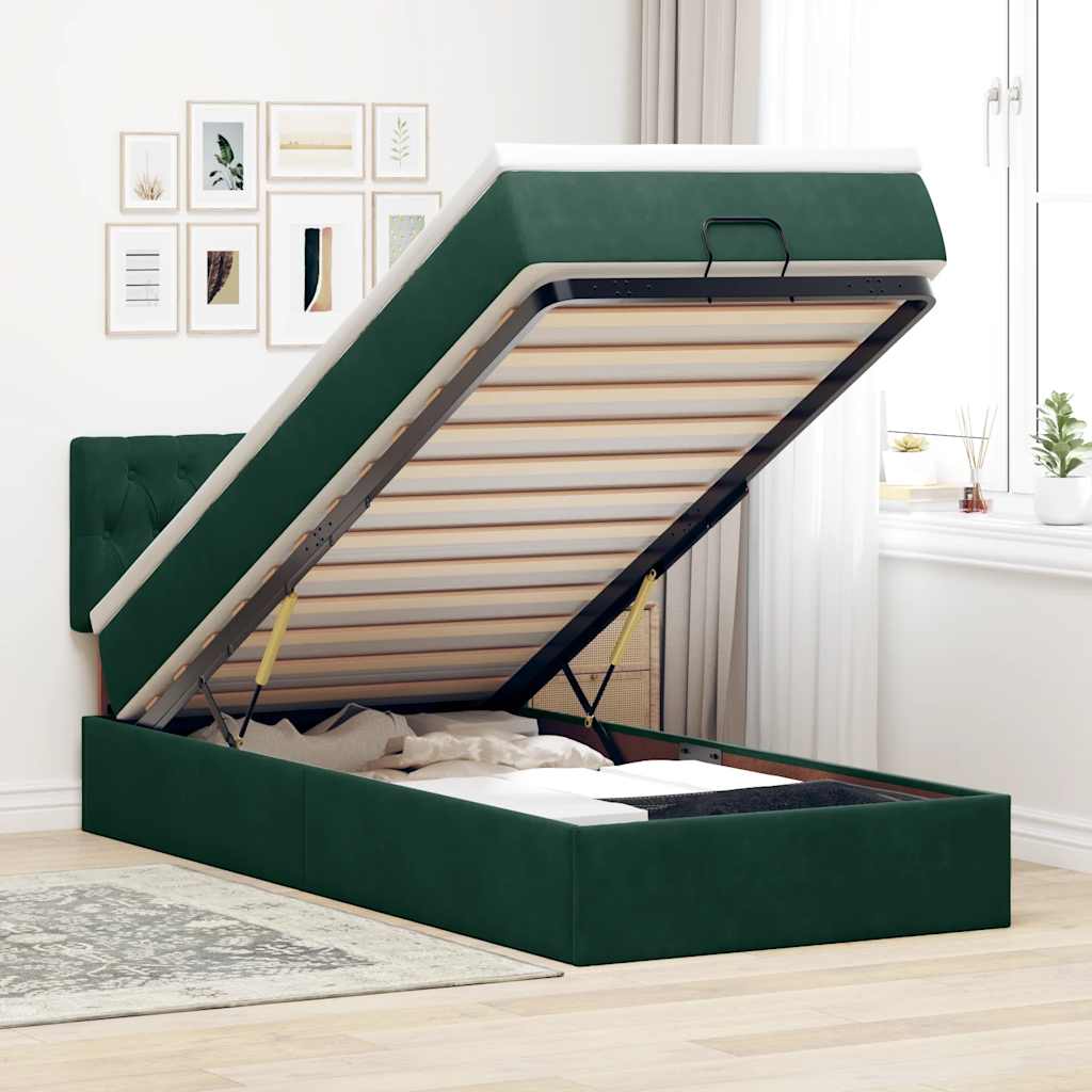 vidaXL Ottoman bed met matras 100x200 cm fluweel zwart
