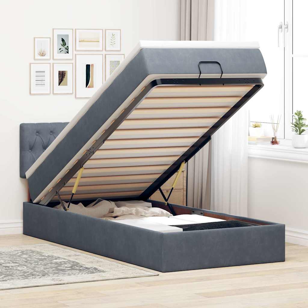 vidaXL Ottoman bed met matras 100x200 cm fluweel zwart