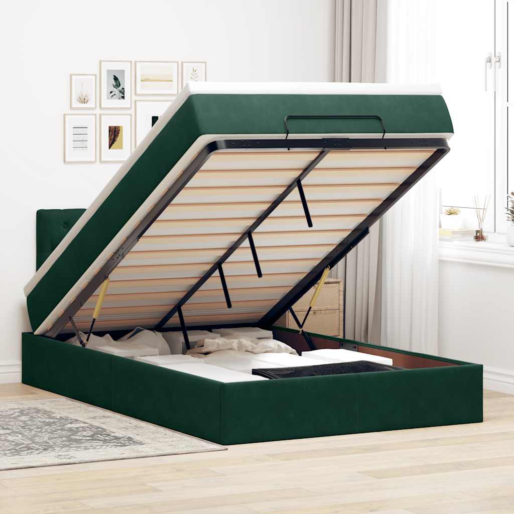 vidaXL Ottoman bed met matras 100x200 cm fluweel zwart