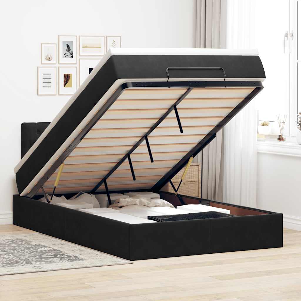 vidaXL Ottoman bed met matras 100x200 cm fluweel zwart