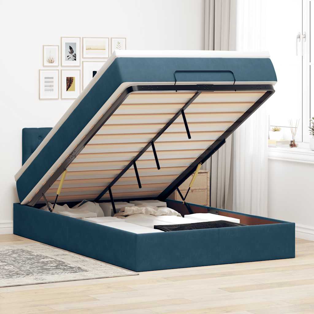 vidaXL Ottoman bed met matras 100x200 cm fluweel zwart