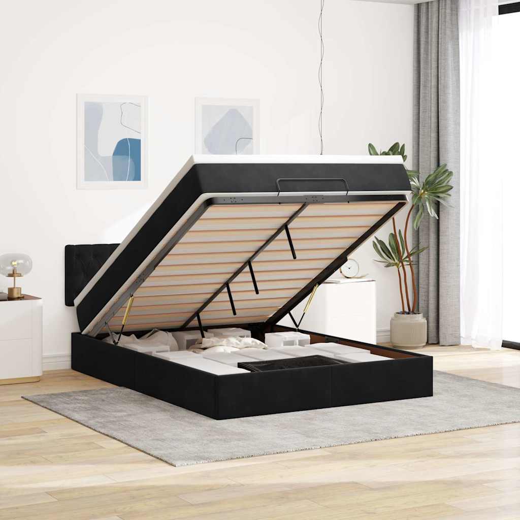 vidaXL Ottoman bed met matras 100x200 cm fluweel zwart