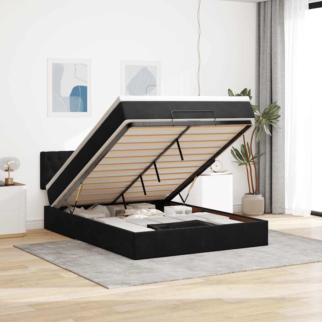 vidaXL Ottoman bed met matras 100x200 cm fluweel zwart