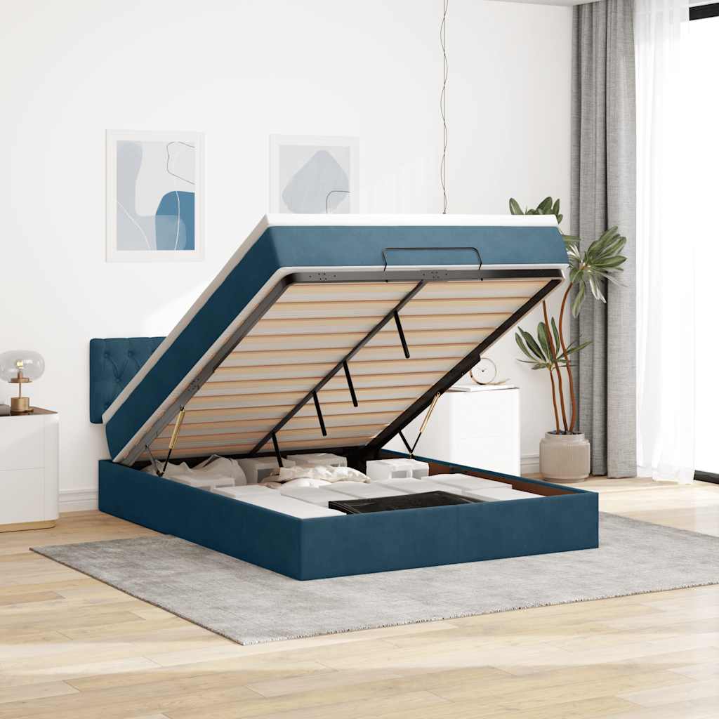 vidaXL Ottoman bed met matras 100x200 cm fluweel zwart