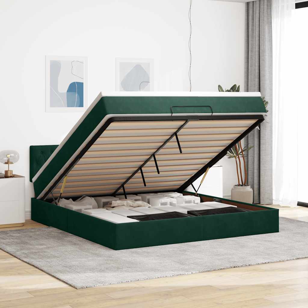 vidaXL Ottoman bed met matras 100x200 cm fluweel zwart