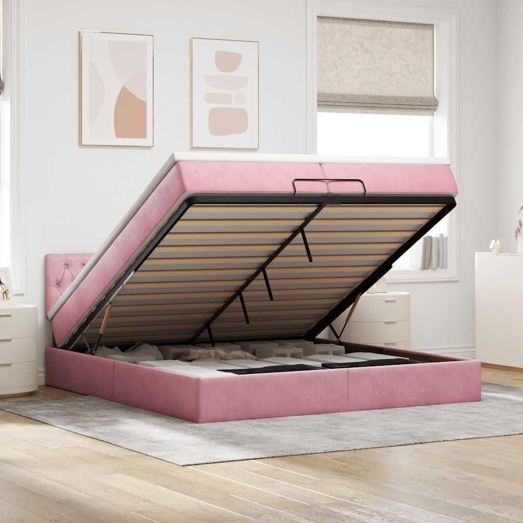 vidaXL Ottoman bed met matras 100x200 cm fluweel zwart