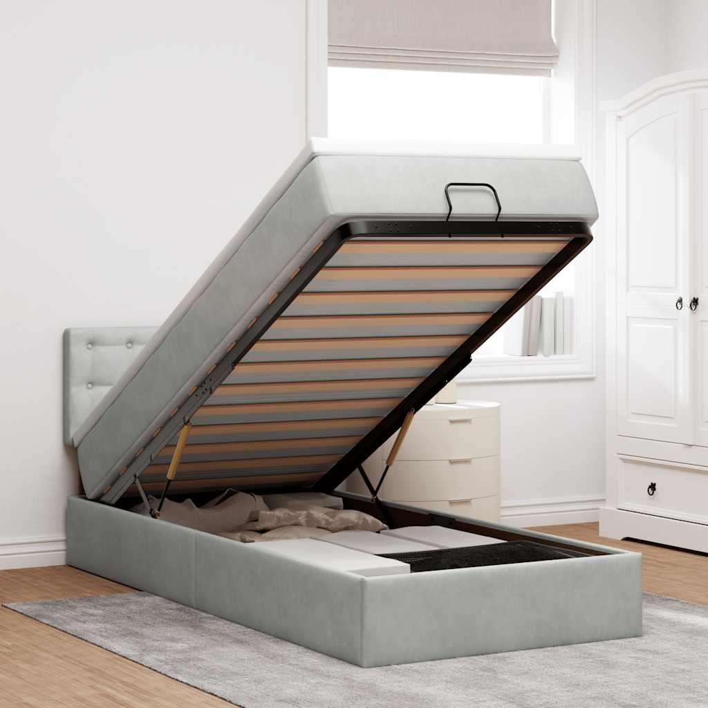 vidaXL Ottoman bed met matras 100x200 cm fluweel zwart