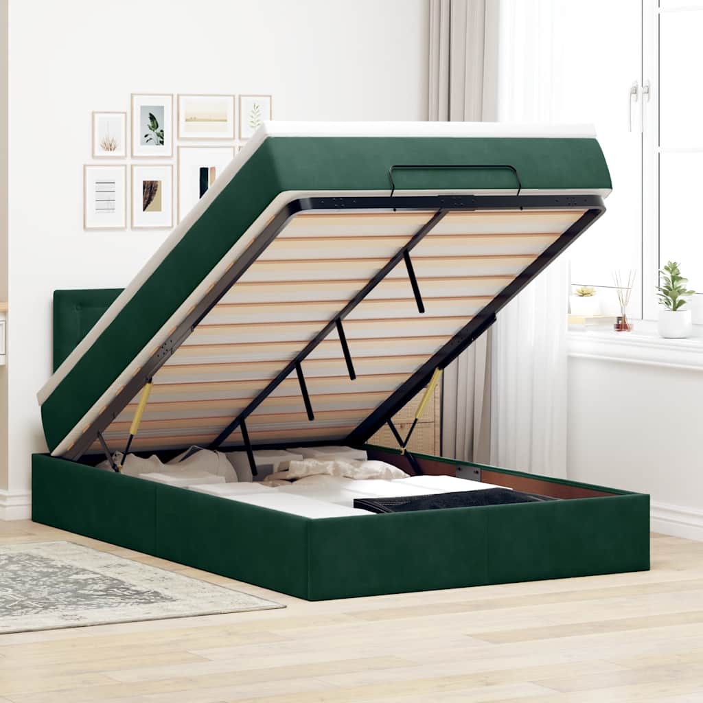 vidaXL Ottoman bed met matras 100x200 cm fluweel zwart
