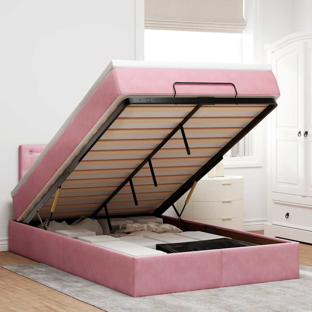vidaXL Ottoman bed met matras 100x200 cm fluweel zwart